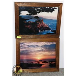 SET OF 2 WOOD FRAMED WATER SCENE