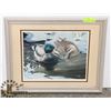 Image 1 : WINTER MALLARD DUCKS FRAMED PRINT WITH COA BY