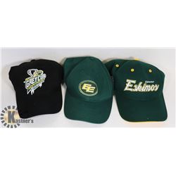 3 DIFFERENT EDMONTON ESKIMOS SNAP BACK HATS