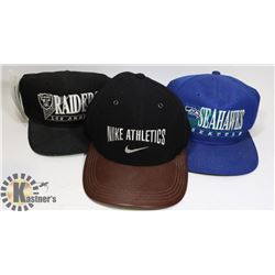 LOT OF 3 SNAP BACK HATS 2 NFL & 1 NIKE