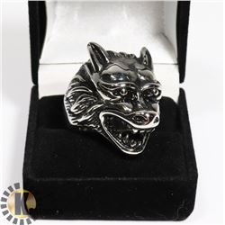 NEW MEN'S WOLF HEAD RING - SIZE 9 -