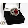 Image 1 : NEW MEN'S RING WITH RED STONE - SIZE 7 -