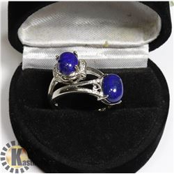 PAIR OF WOMEN NATURAL LAPIS RING - ADJUSTABLE SIZE