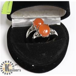 PAIR OF WOMEN NATURAL CARNELIAN AGATE RING