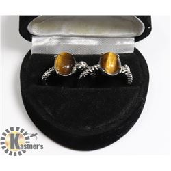 PAIR OF WOMEN NATURAL TIGER EYE RING