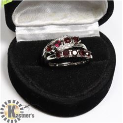 PAIR OF WOMEN NATURAL GARNET RING -ADJUSTABLE SIZE