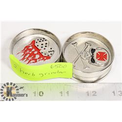 TWO METAL HERB GRINDERS