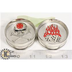 TWO METAL HERB GRINDERS