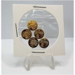 1) LOT OF 5 24KT GOLD PLATED ST GAUDIN