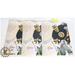 LOT OF 3 NHL BOSTON BRUINS ANDY MOOG SIGNED
