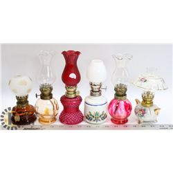 TWO SETS OF VINTAGE MINI OIL/PERFUME LAMPS