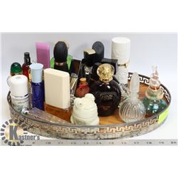 ART DECO SILVER/WOOD TRAY WITH COLLECTION