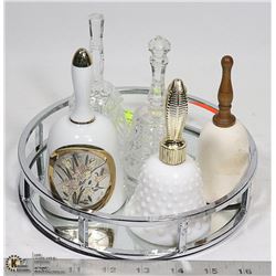 MIRRORED TRAY WITH VARIOUS BELLS