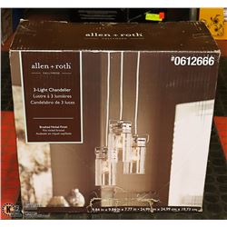ALLEN + ROTH 3 LIGHT CHANDELIER