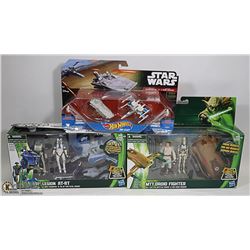 LOT OF 3 NEW STAR WARS FIGURES SETS INC HOTWHEELS