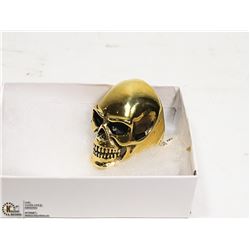 NEW MENS GOLD-TONE METAL SKULL HEAD