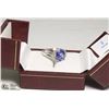 Image 1 : 14 KARAT WHITE GOLD TANZANITE AND DIAMOND RING
