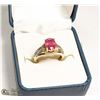 Image 1 : WOMANS RUBY AND DIAMOND RING