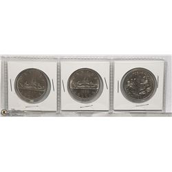 LOT OF 3 CANADIAN DOLLAR COINS, 1968, 1969 & 1970