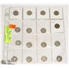 Image 1 : SHEET WITH 5 US PENNIES PLUS 11 BUFFALO NICKELS