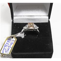 NEW STERLING STAMPED 925/SILVER RING CUBIC YELLOW