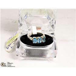 NEW STERLING STAMPED 925/SILVER RING REAL TOPAZ 3