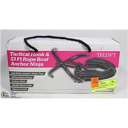 NEW TACTICAL HOOK & 33' ROPE BOAT ANCHOR NINJA