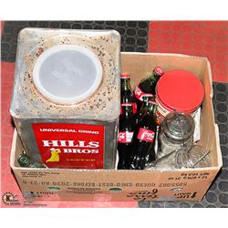 LARGE BOX OF VINTAGE ITEMS - COCA-COLA