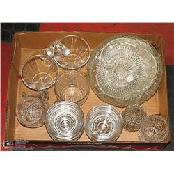 DEPRESSION GLASS, PINWHEEL BOWL, 5 NAPPIES,