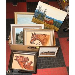 ESTATE BOX OF COUNTRY/FARM SCENE ART