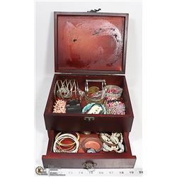 ROSEWOOD JEWELLERY BOX FULL OF