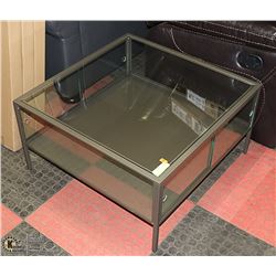GLASS DISPLAY CASE WITH FRONT AND REAR SLIDING