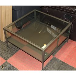GLASS DISPLAY CASE WITH FRONT AND REAR SLIDING