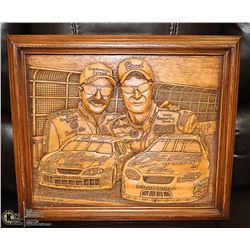 DALE EARNHARDT SR AND JR WOODEN PICTURE