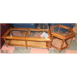 GLASS TOP COFFEE TABLE & END TABLE SET