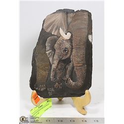 HAND PAINTED STONE ELEPHANT DISPLAY ART