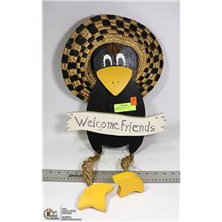 GARDEN DECORE WELCOME FRIENDS CROW SIGN