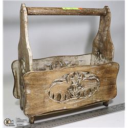 ELEPHANT DESIGN CARVED MAGAZINE RACK
