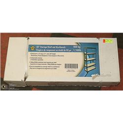 NEW IN BOX 60" STORAGE SHELF AND WORKBENCH