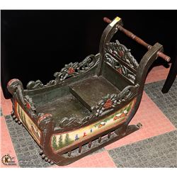 3FT HANDMADE SLEIGH WITH PAINTINGS ON SIDES