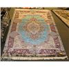 Image 1 : TEAL BLUE PERSIAN STYLED RUG. 72" X 115".