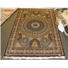 Image 1 : NAVY TRIMMED PERSIAN STYLED RUG. 72" X 115".