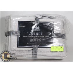 ALLURE 6 PIECE TOWEL SET 100% COTTON GREY
