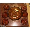 Image 1 : VINTAGE 7 PC AMBER GLASS BOWL SET.