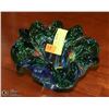Image 1 : VINTAGE BLUE-GREEN ART GLASS BOWL - 8.5"-