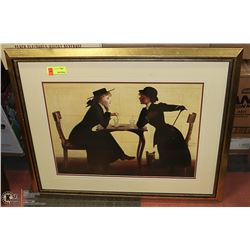 LADY CONVERSATION FRAMED PICTURE.
