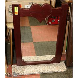 VINTAGE STONE BASE HEART DESIGN STANDING MIRROR.
