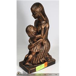 COPPER COLOR MOM & DAUGHTER STATUE, 13" TALL