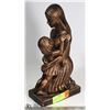 Image 1 : COPPER COLOR MOM & DAUGHTER STATUE, 13" TALL