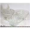 Image 1 : LOT OF 3 ESTATE CUT GLASS DISHES.